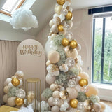 Beige & Gold Snowflake Balloons Set for Winter, Wedding, Xmas and Party Decor