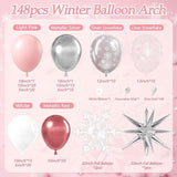 148-Piece Pink Winter Wonderland Balloon Arch Kit for Baby Shower & Birthday