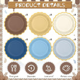 Blue Brown Gradient Scalloped Paper Plates 48 Pcs for Birthday Wedding Party