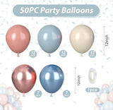 50 Pcs Dusty Blue and Pink Balloons for Boho Birthday Wedding Baby Shower Decor