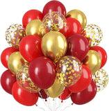 60 Pack Red and Gold Balloons Set for Wedding Birthday and Christmas Decorations