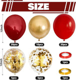 60 Pack Red and Gold Balloons Set for Wedding Birthday and Christmas Decorations