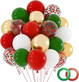 60 Pack Red and Green Confetti Balloons for Christmas Birthday and Party Decorations