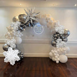 White Silver Snowflake Foil Balloons Set for Christmas Winter Onederland Decorations