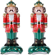 2PCS Giant Nutcracker Foil Balloons Set for Christmas Holiday Party Decorations