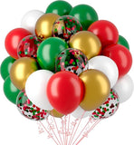 60PCS Red Green Gold Christmas Balloons Set for Holiday Party and Birthday Decor