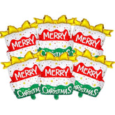 6PCS Christmas Cake Foil Balloons Set for Holiday Birthday and Party Decorations