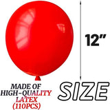 110PCS Red Latex Balloons 12 Inch for Birthday Valentine Wedding Party Decorations