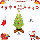 2PCS Self-Standing Christmas Tree Foil Balloons Set for Holiday Party Decorations