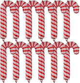 12PCS Large Red Christmas Candy Cane Foil Balloons Set for Holiday Party Decorations