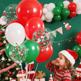 Red, White & Green Latex Balloons: 80-Piece Christmas Party Decoration Set