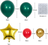 Red Green Gold Balloons Set for Christmas and New Year Party Decorations