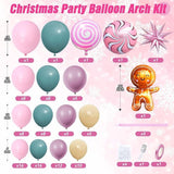 Christmas Balloon Arch Kit with Sage Green, Pink, Purple Balloons and Holiday Foil Accents
