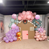 Christmas Balloon Arch Kit with Sage Green, Pink, Purple Balloons and Holiday Foil Accents
