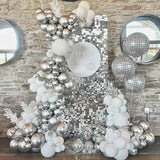 162PCS White and Silver Balloon Arch Kit with Mixed Sizes for Winter Wonderland Parties