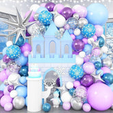 120PCS Blue and Purple Balloon Arch Kit with Snowflake Balloons for Winter Wonderland Party
