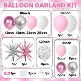 Pink & Silver Snowflake Balloon Arch Kit - Winter Party Garland