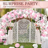 122PCS Pink Silver White Balloon Arch Kit with Confetti Balloons for Winter Party Decor