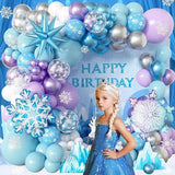 Frozen Balloon Arch Kit with Blue, Purple, White Balloons for Girls Winter Birthday Party