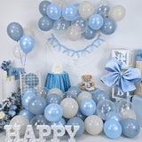 Dusty Blue Double Stuffed Balloons with Pearl White Clear for Winter Wonderland Party