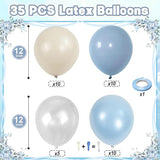 Dusty Blue Double Stuffed Balloons with Pearl White Clear for Winter Wonderland Party