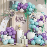 127PCS Teal Blue Purple White Balloon Arch Kit for Mermaid Princess Winter Birthday Party