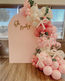 102PCS Pink White Balloon Arch Kit with Bow Balloons for Birthday and Party Decorations