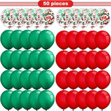 50pcs Red and Green Christmas Balloons 12 Inch Confetti Party Decorations