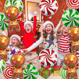 10pcs Gingerbread and Green Candy Cane Balloons for Christmas Decorations