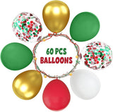 60pcs Red Green Gold Christmas Balloons Set for New Year Party Decorations