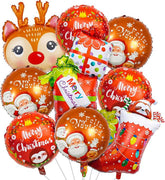 9pcs Christmas Deer and Gift Box Balloons for Xmas Party Decorations