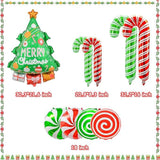 14pcs Xmas Tree and Candy Cane Balloons Set for Christmas Party Decorations