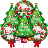 6pcs Christmas Tree and Wreath Foil Balloons for Xmas Party Decorations