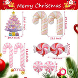 9 PCS Christmas Balloons Set Pink Candy Cane Tree Pinwheel Foil Balloons Decor