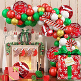 7 PCS Christmas Balloons Set Red Snowflake Box Hat Sphere Foil Party Decor