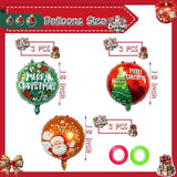 9 PCS Christmas Balloons Set Green Red Brown Round Foil Ball Party Decorations