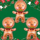 10 PCS Christmas Balloons Set Gingerbread Man Pink Candy Cane Party Decorations