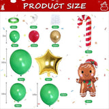 Christmas Arch Kit Green Red Tree Balloons with Gold Stars Candy Cane Party Decor