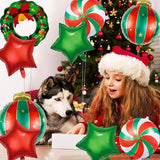 9 PCS Christmas Balloons Set Candy Bell Wreath Star Foil Balloons Party Decor