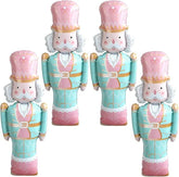 4 PCS Christmas Nutcracker Foil Balloons Set Pink Mint Green Large Party Decor
