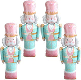 4 PCS Christmas Nutcracker Foil Balloons Set Pink Mint Green Large Party Decor