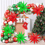 72 PCS Red Green Star Balloons 26 Inch Foil Cone Spike Balloons Christmas Decor