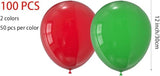 100 PCS 12 Inch Red Green Latex Balloons for Christmas New Year Party Decor