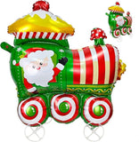 Self Standing Christmas Train Balloon Green Red Foil Balloon Holiday Party Decor