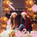 32 Inch Gingerbread Balloons Set Candy Cane Foil Balloons Pink Christmas Decor