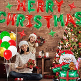 Merry Christmas Balloon Banner Green Red Balloons Party Decorations
