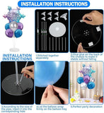 Snow Party Balloon Stand Kit 4 Sets Purple Blue Silver Table Centerpieces for Party