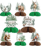 Winter Woodland Baby Shower Table Centerpieces 8pcs Honeycomb Wild Animal Decorations