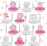 Baby It’s Cold Outside Baby Shower Table Centerpieces 12pcs Pink White Snowflake Decor