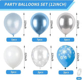 Snowflake Balloons 12 Inch Blue White Metallic Winter Wonderland Party Decorations